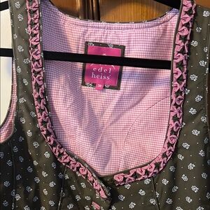 Edelheiss Gray and Pink Floral dirndl dress Oktoberfest